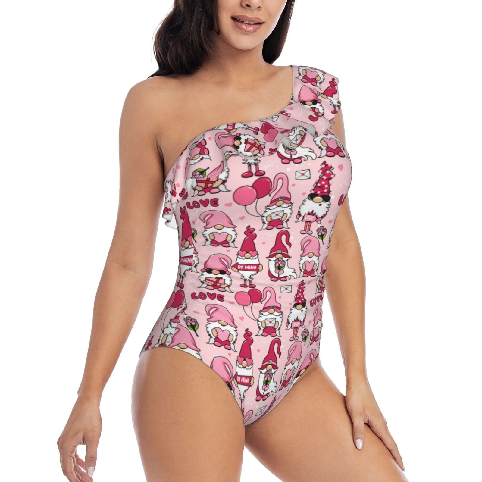 One Piece Swim Suits for Women 2024 - Garden Gnomes Ruffle Bathing Suit