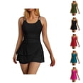 thumbnail image 1 of One Piece Swimdress Swimsuits for Women Scoop Neck High Waisted Tummy Control Modest Swim Dresses Skirt Bathing Suit, 1 of 6