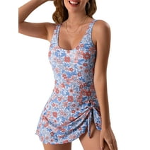One Piece Swimdress Swimsuits for Women Tie Knot Swim Dresses Tummy Control Bathing Suits
