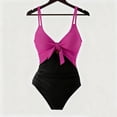 thumbnail image 1 of One Piece Swimsui Sevevn Women's One Piece Swimsuit Tummy Control High Waisted Bathing Suit V Neck Swimwear Cut Out Tie Back Swim Suits Hot Pink L, 1 of 2