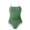 thumbnail image 1 of One Piece Swimsui Sevevn Womens Swimsuit One Piece Bathing Suit Square Neck Cutout Back Tummy Control with Spaghetti Straps Green M, 1 of 2