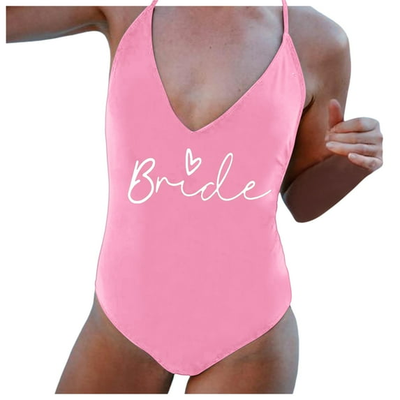 One Piece Swimsuit Bathing Suit for Women Tummy Control Women V Neck Fashion Print Strap Swimsuit Sexy Bikini Swimwear Bathing Backless Sleeveless Swimsuit