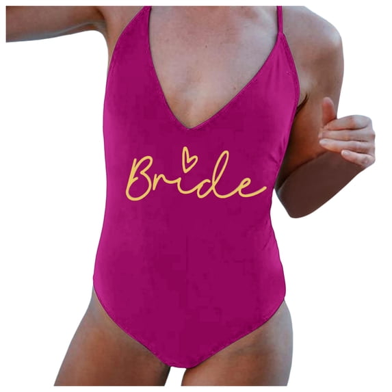 One Piece Swimsuit Bathing Suit for Women Tummy Control Women V Neck Fashion Print Strap Swimsuit Sexy Bikini Swimwear Bathing Backless Sleeveless Swimsuit