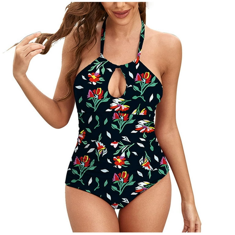 Halter one piece swimsuit tummy control sales