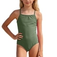 thumbnail image 1 of One Piece Swimsuit for Girls 6 Modest Ruched Tankini Quick Drying Contrasting Trim Bathing Suit for Girls Stretch Strap Swimwear Set Teens Girl Army Green4-5 years, 1 of 5