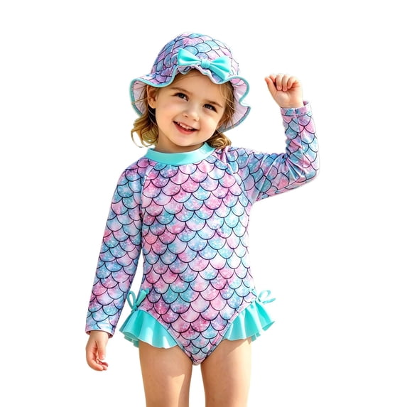 One Piece Swimsuit Girls Comfortable Girls Bathing Suit Cute Ruffle Girls' Swimwear Tropical Printed Girls Swimsuit Size 8