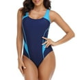 thumbnail image 1 of One-Piece Swimsuit for Ladies ,CALAFEBILA Summer Fashion Sexy High Waist Monokini Shaperwear Color Block Racerback Modest Full Coverage Tummy Control Swimwear for Women, 1 of 9