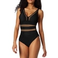 thumbnail image 1 of One Piece Swimsuit Tummy Control Bathing Suits for Women 2026 New Hot Mesh Swimsuit Mesh Hollow Solid Color Swimsuit Women, 1 of 5