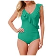 thumbnail image 1 of One Piece Swimsuit Women Criss Cross Back Color Block Print Bathing Suits Athletic Modest Swimwear, 1 of 5