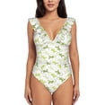 thumbnail image 1 of One Piece Swimsuit Women, Cute Lizard Gecko Green_D Ruffled Tummy Control Swimsuit Push Up Bathing Suit For Women, 1 of 8