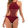 thumbnail image 1 of One Piece Swimsuit Women Halter Cut Out Backless Bathing Suit Hollow Out Slimming Monokini Swimwear, 1 of 6