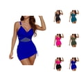 thumbnail image 1 of One Piece Swimsuit Women Modest Twist Front Tummy Control Ruched Swim Dress Bathing Suit Swimwear, 1 of 9