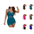 thumbnail image 1 of One Piece Swimsuit Women Modest Twist Front Tummy Control Ruched Swim Dress Bathing Suit Swimwear, 1 of 9