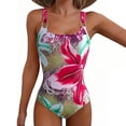 thumbnail image 1 of One Piece Swimsuit Women, One Piece Bathing Suit, Ladies Swimsuits, Swim Dress Women, Women'S Metal Ring Wide Straps One Piece Swimsuit Floral Print Tummy Control Bathing Suit, Multicolor XL, 1 of 5