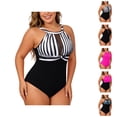 thumbnail image 1 of One Piece Swimsuit Women Plus Size High Neck Tummy Control Ruched Bathing Suit Swimwear, 1 of 6
