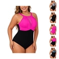 thumbnail image 1 of One Piece Swimsuit Women Plus Size High Neck Tummy Control Ruched Bathing Suit Swimwear, 1 of 7