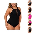thumbnail image 1 of One Piece Swimsuit Women Plus Size High Neck Tummy Control Ruched Bathing Suit Swimwear, 1 of 7