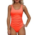 thumbnail image 1 of One Piece Swimsuit Women,Ribbed Ruched Swimsuit Tummy Control Bathing Suit Swimwear Figure Enhancing Swimdress with Adjustable Straps,Swimsuit for Women,M,RD1, 1 of 6