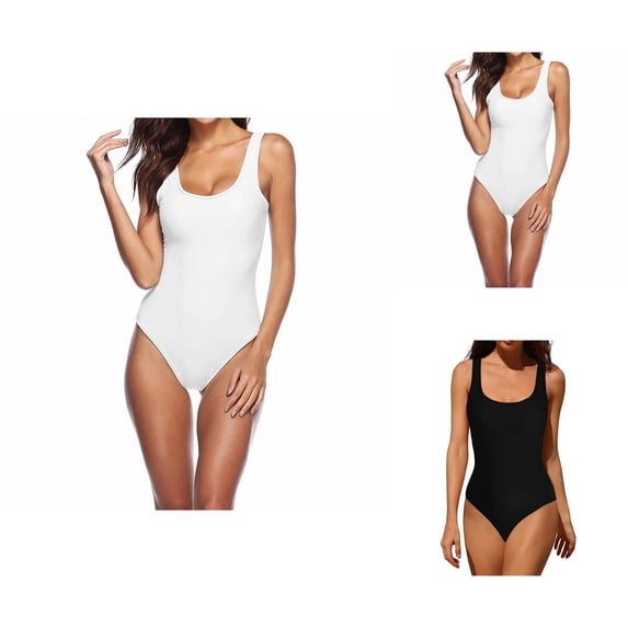 One Piece Swimsuit Women Scoop Neck Backless Bathing Suit Swimwear