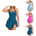 thumbnail image 1 of One Piece Swimsuit Women Scoop Neck Tummy Control Ruched Tie Knot Swim Dress Bathing Suit Swimwear, 1 of 5