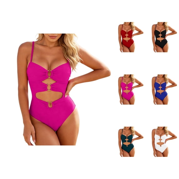 One Piece Swimsuit Women Spaghetti Strap High Cut Monokini Bathing Suit Swimwear