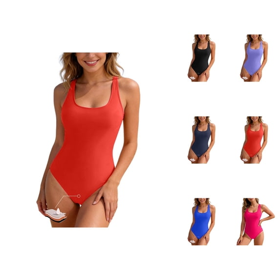 One Piece Swimsuit Women Square Neck Racerback Leakproof Bathing Suit Period Swimwear