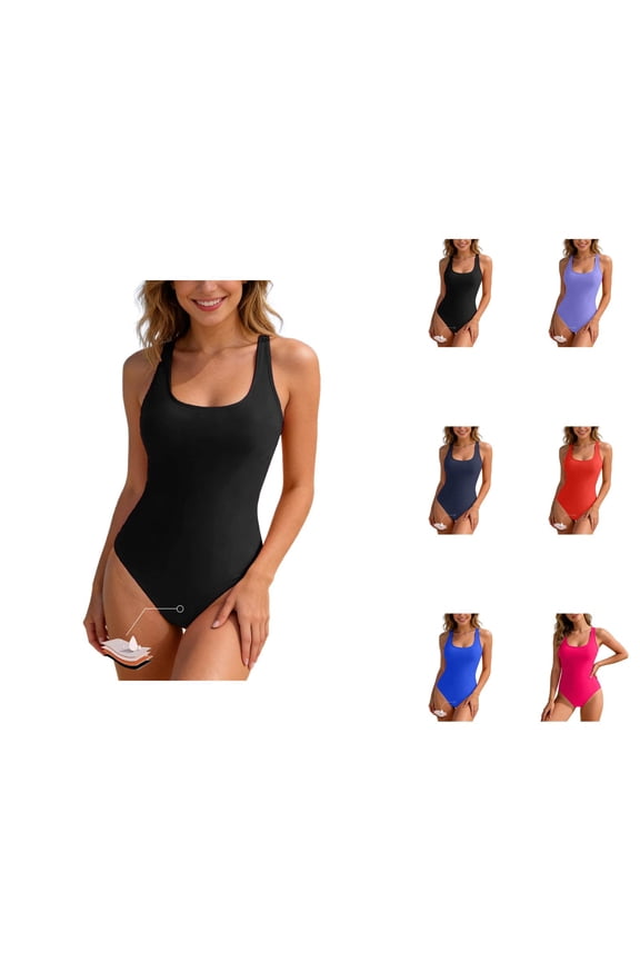One Piece Swimsuit Women Square Neck Racerback Leakproof Bathing Suit Period Swimwear