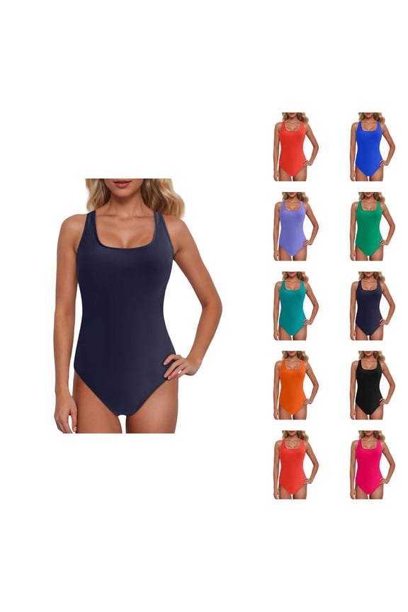 One Piece Swimsuit Women Square Neck Racerback Bathing Suits Modest Swimwear