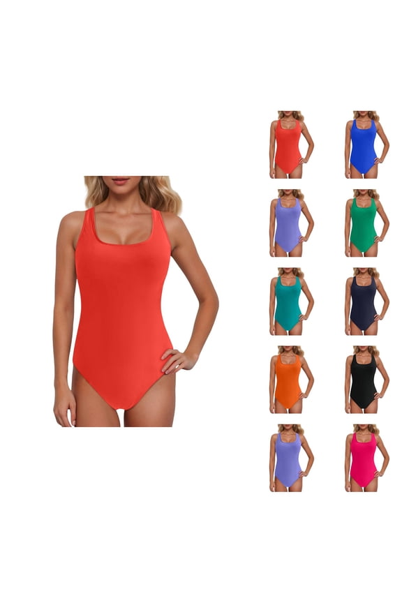 One Piece Swimsuit Women Square Neck Racerback Bathing Suits Modest Swimwear