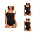 thumbnail image 1 of One Piece Swimsuit Women Square Neck Tummy Control Ruched Bathing Suit Swimwear, 1 of 6