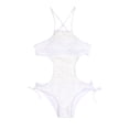 thumbnail image 1 of Women Hollow Out Strappy Bandage One Piece Bikini Swimsuit - Backless Halter Crochet Bathing Suit, 1 of 6