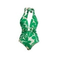 thumbnail image 1 of One Piece Swimsuit Women Tummy Control Cover Up Vintage Print Monokini Bikini 2 Piece Tankini Set Seaside Trendy Lightweight Delicate Green Swimwear Sizes XL, 1 of 7