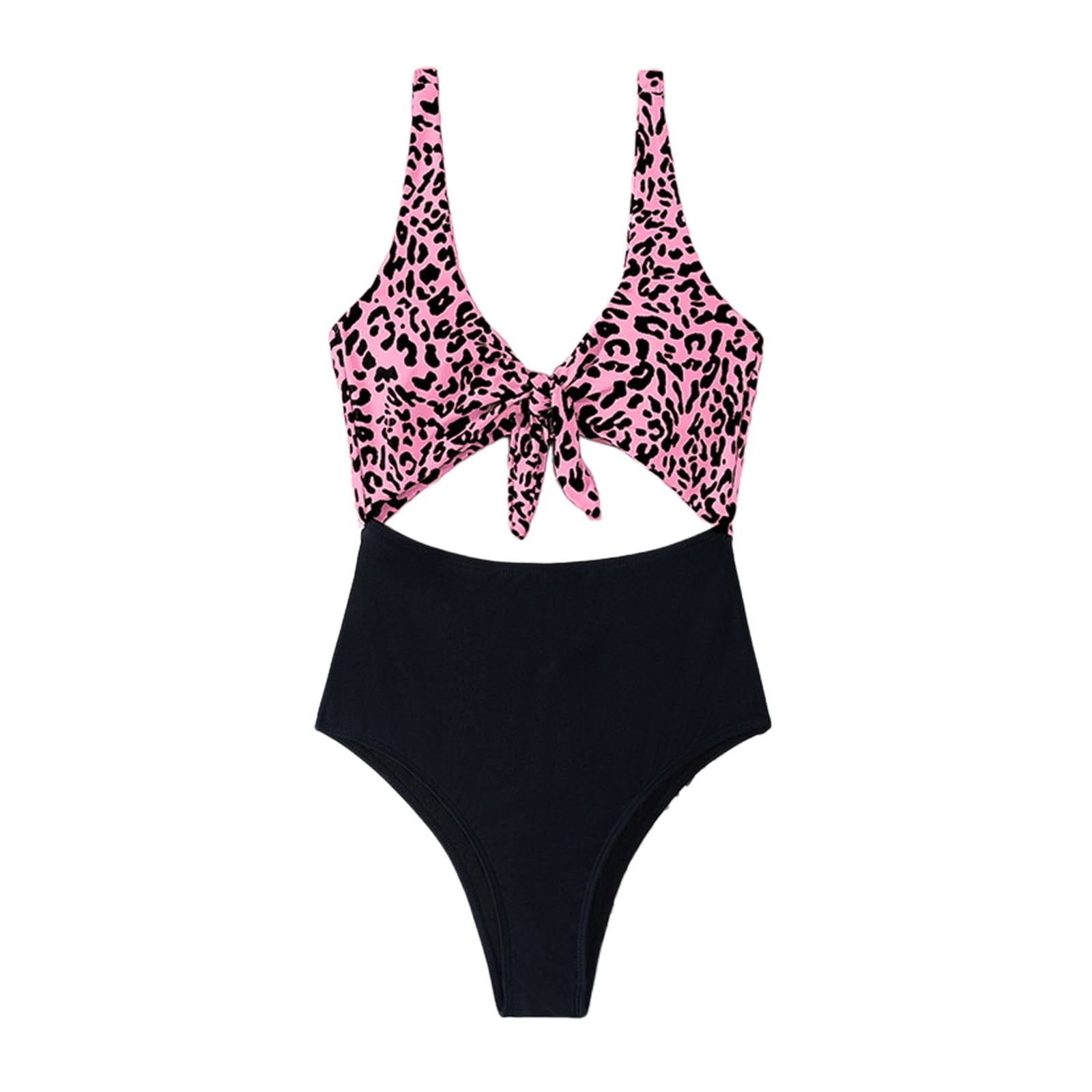 One Piece Swimsuit Women Tummy Control Print Leopard Swimwear High