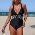 thumbnail image 1 of One Piece Swimsuit for Women Tummy Control Push Up Mesh Patchwork Deep V Neck Bathing Suit High Cut Swim Suit Modest Adjustable Strap Shapewear Swimwear Black XL, 1 of 9
