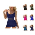 thumbnail image 1 of One Piece Swimsuit Women Twist Front Scoop Neck Tummy Control Ruched Bathing Suits Mesh Swim Dress Modest Swimwear, 1 of 7