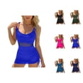 thumbnail image 1 of One Piece Swimsuit Women Twist Front Scoop Neck Tummy Control Ruched Bathing Suits Mesh Swim Dress Modest Swimwear, 1 of 7