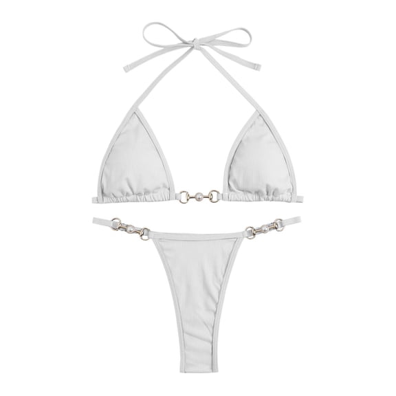 One Piece Swimsuit Women Women's Solid Multicolor Two Piece Swimsuit Tobikini With Removable Bathing Suits Women plus Bathing Suites Womens Extra Large Suits for Teens Girls Two Romper plus Sw White S