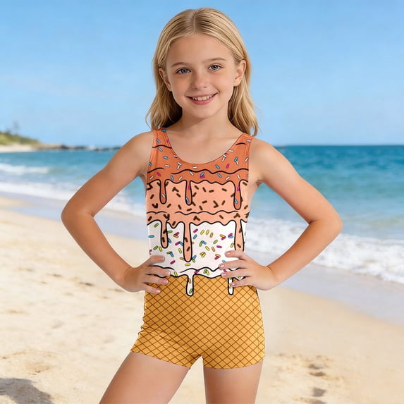 One Piece Swimsuit for Girls 6 Ruffle Tropical Breathable Rash Guard Adjustable Strap Bathing Suits Girl Swim Suit Kids Padded Swimwear