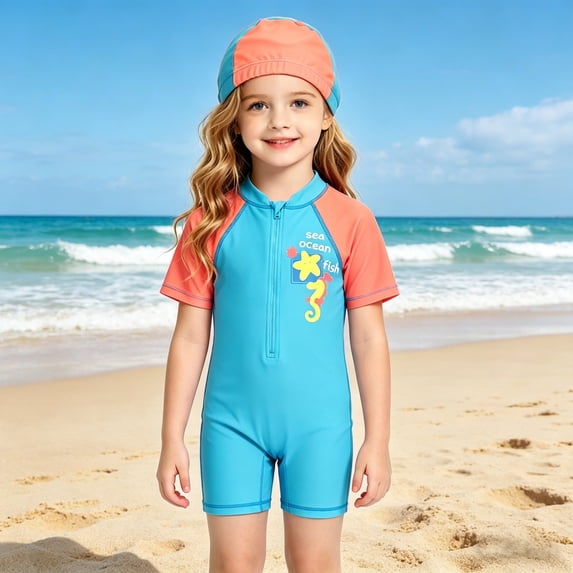One Piece Swimsuit for Girls Black Casual Hawaiian Soft Sun Protection Girls Cutout One-Piece Bathing Suit for Cute Swimwear 9-18y