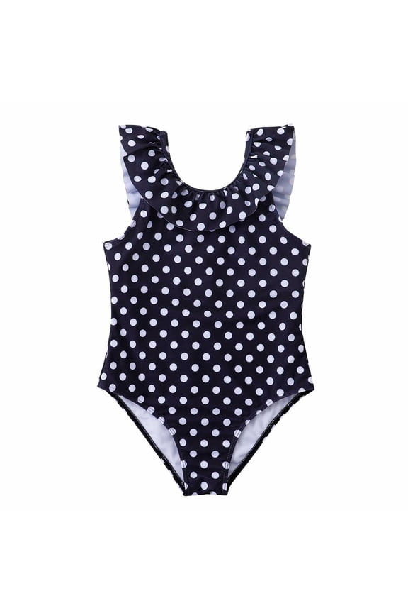 One Piece Swimsuit for Girls Cute Sleeveless Swimwear Set with Polka Dot Summer Vacation Girls Surfing Suit Size 8-14