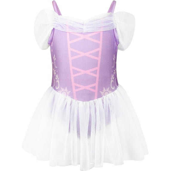 One Piece Swimsuit for Toddler Girls Purple Princess Swimming Costume Bathing Suit Kids 3-7 Years