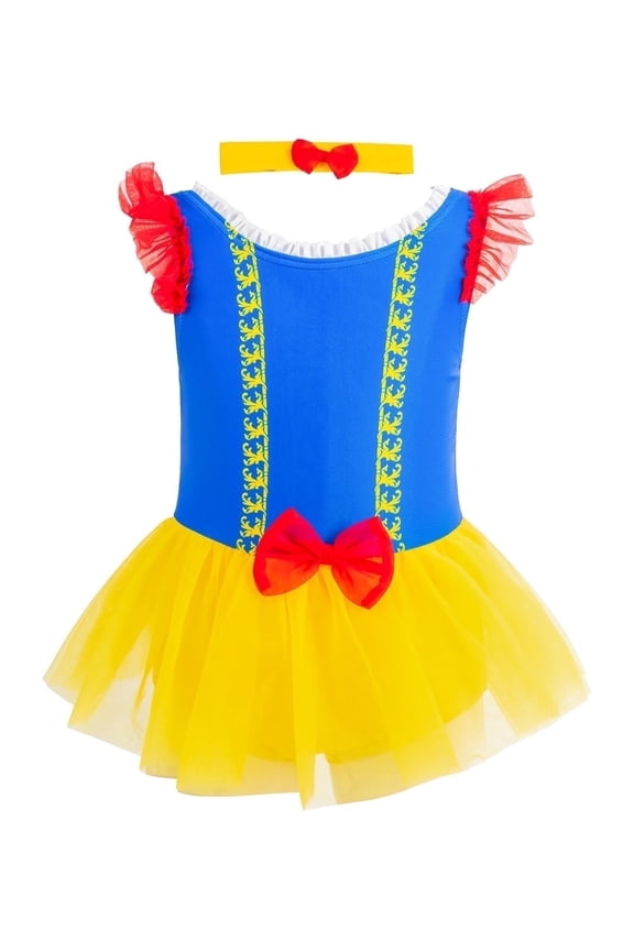 One Piece Swimsuit for Toddler Girls with Bownot Headband Princess Swimming Costume Bathing Suit Kids 3-8 Years