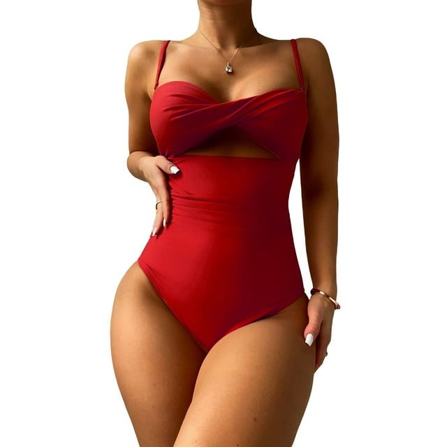 One Piece Swimsuit for Women Bathing Suits Twist Front Cutout