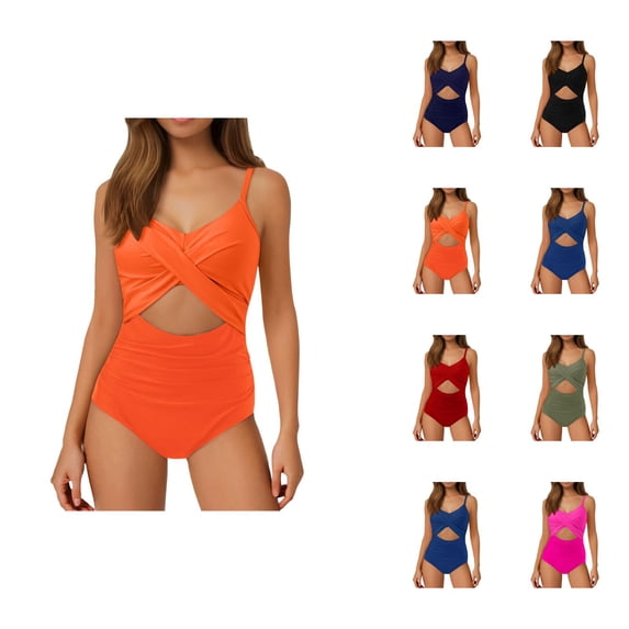 One Piece Swimsuit for Women Cutout High Waisted Bathing Suit Wrap Tie Back Monokini Tummy Control Performance Swimwear