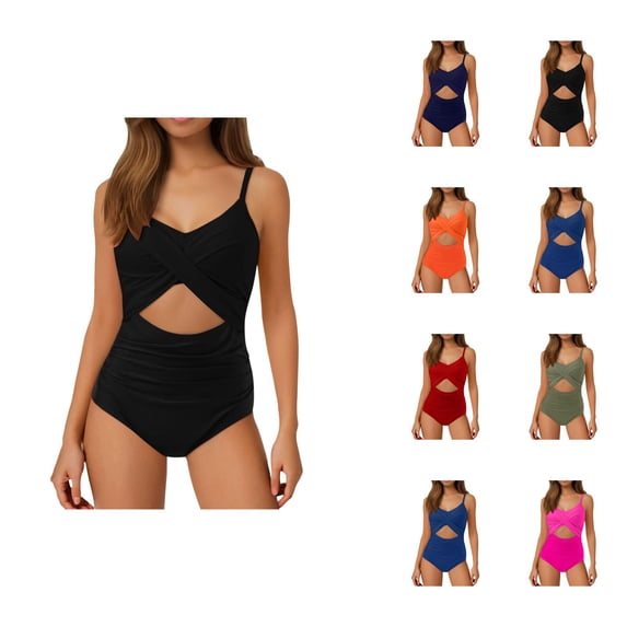 One Piece Swimsuit for Women Cutout High Waisted Bathing Suit Wrap Tie Back Monokini Tummy Control Performance Swimwear