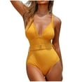 thumbnail image 1 of One Piece Swimsuit for Women High Waisted Swimwear with Belt Tummy Control Bathing Suit, 1 of 5