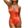 thumbnail image 1 of One Piece Swimsuit for Women High Waisted Swimwear with Belt Tummy Control Bathing Suit, 1 of 5