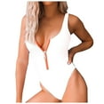 thumbnail image 1 of One Piece Swimsuit for Women One-Piece Zipper Solid Swimwear Swimsuit Bikini Swimming Beachwear, 1 of 5