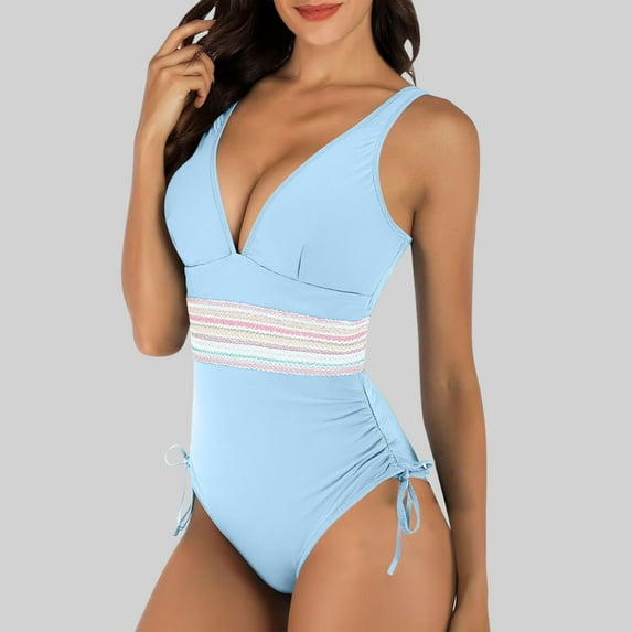 One Piece Swimsuit for Women Push Up Boho Style Open Back Padded Bodycon Swimwear for Spring Summer 2026