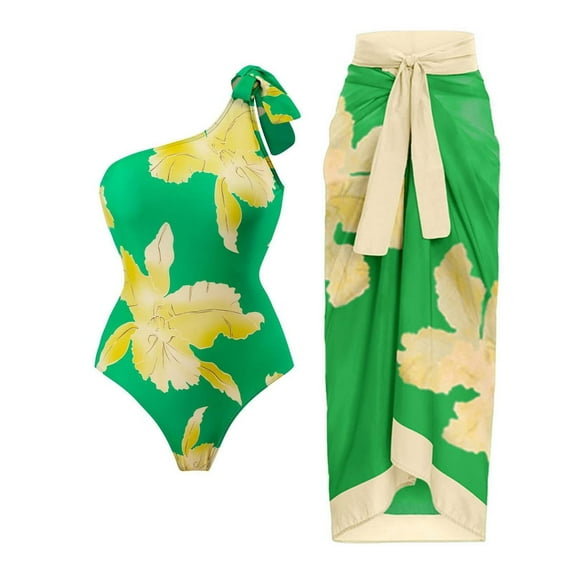 One Piece Swimsuit for Women,Soft Quick Dry Chiffon Bikini with Short Shirt Hot Summer Holiday Swimwear